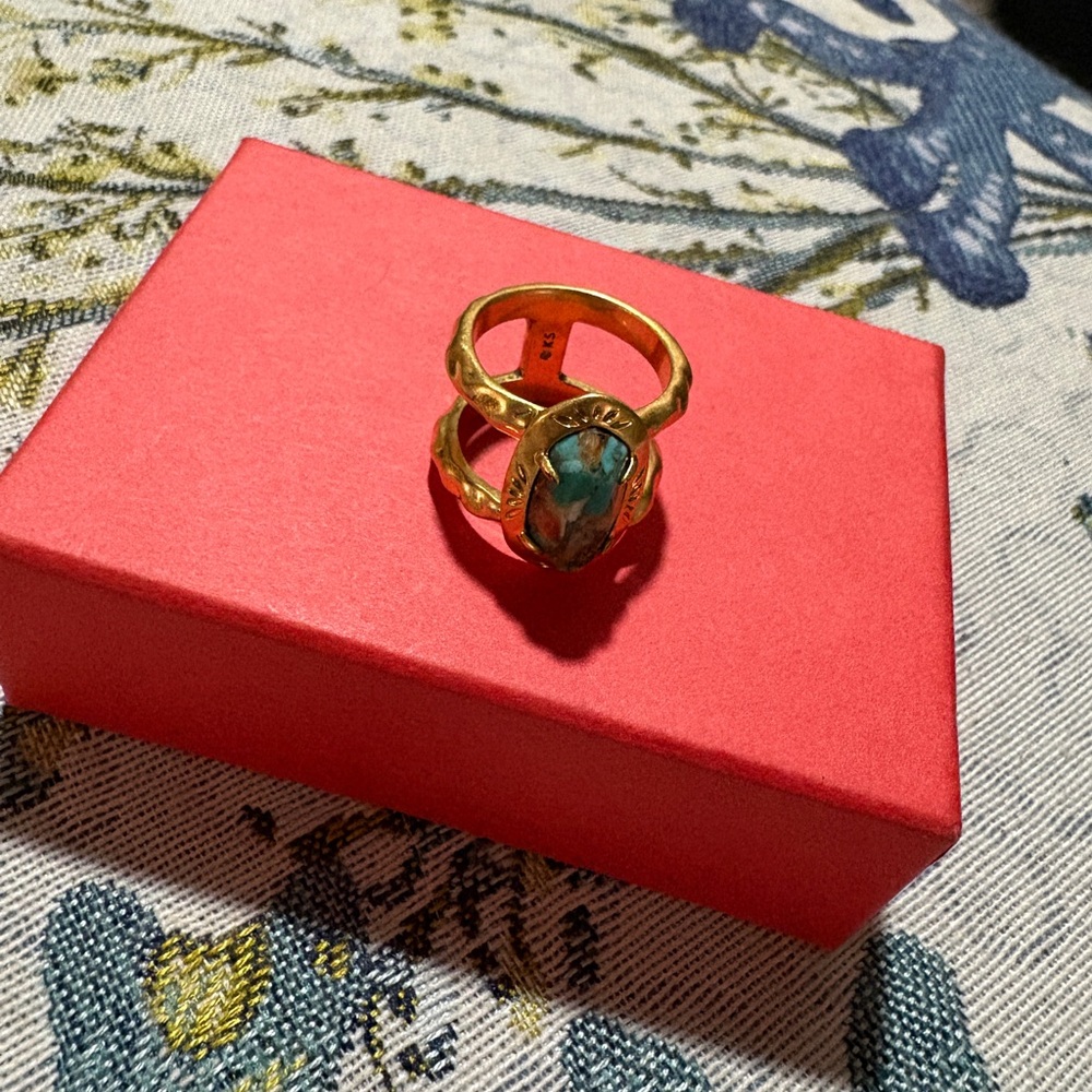 Kendra Scott Gold Ring with Teal Stone